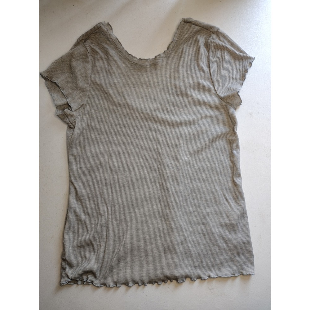 Nike‎ Dri-FIT Womens Ribbed Lettuce Edge Scoop Neck T-Shirt Gray Small